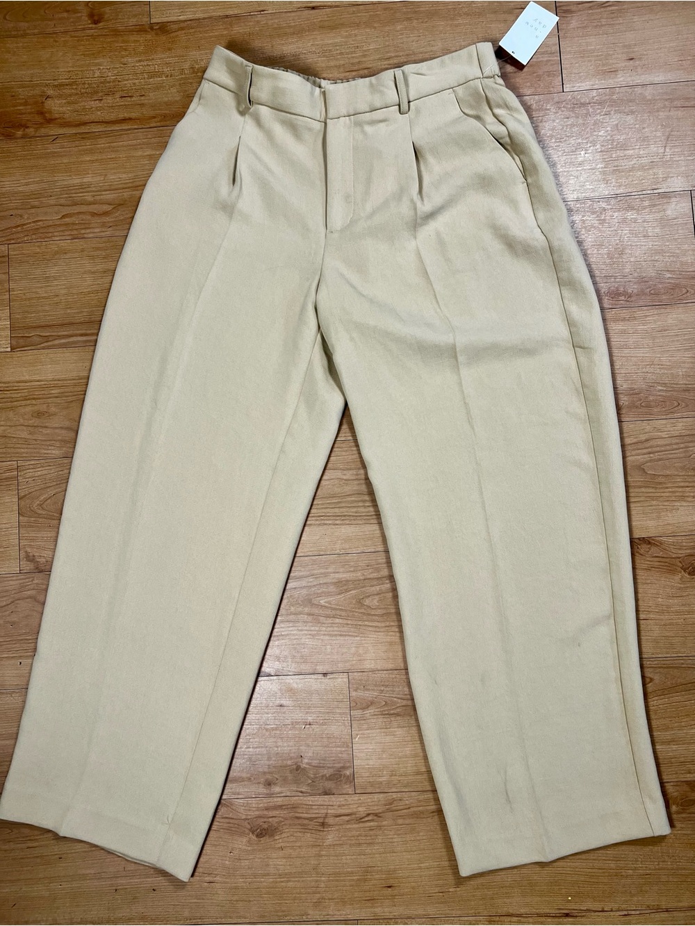A New Day Size 10 Khaki Pleated Wide Leg Pants NWT